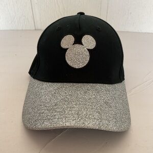Disney Mickey Mouse Silver Glitter Baseball Hat OSFM